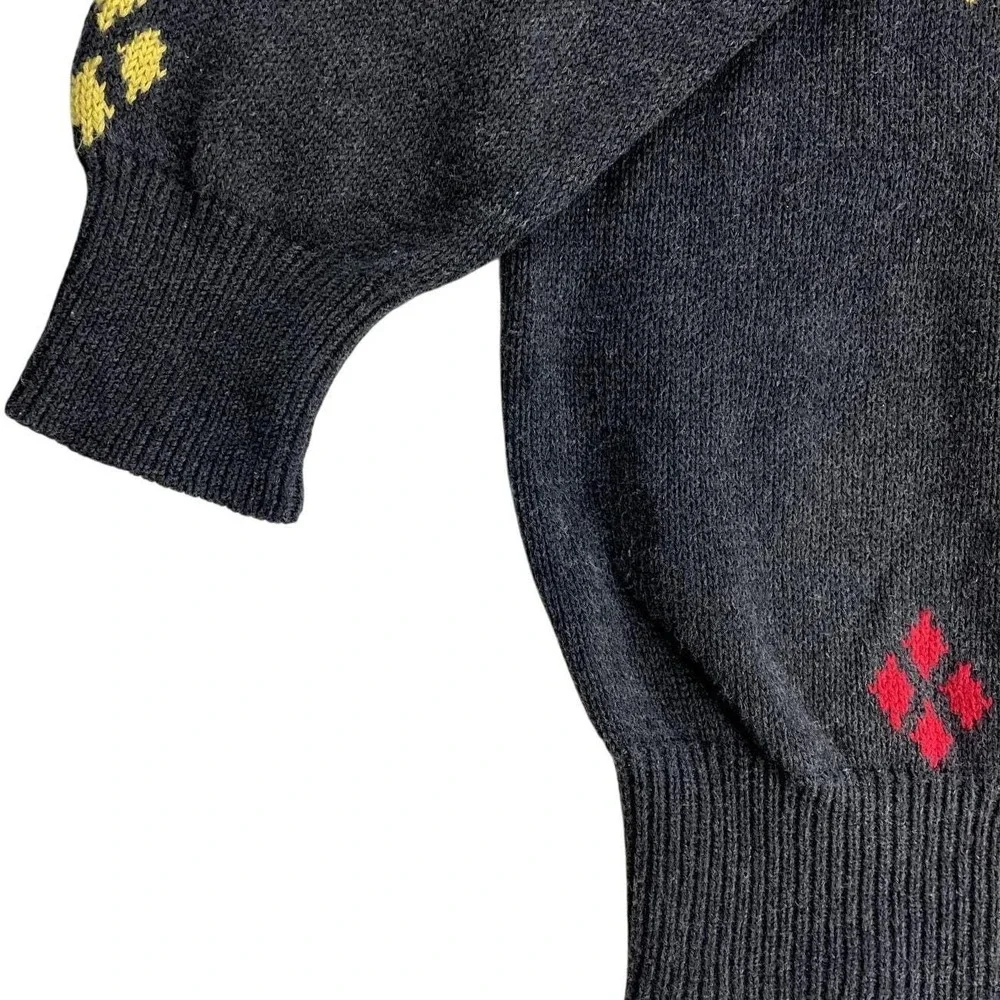 Vintage VALENTINO UOMO Mens Sweater (M) Gray Cotton Diamonds Dad Grandpa 90s Ski